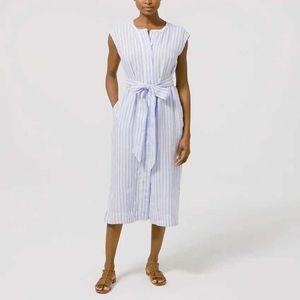 Tie waist linen shirt dress